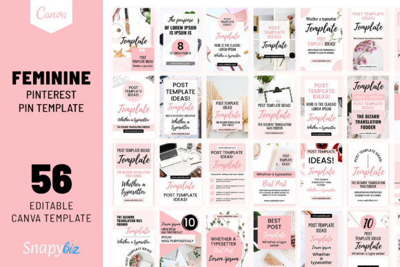 Download Feminine Canva Pinterest Template - Premium Bundle