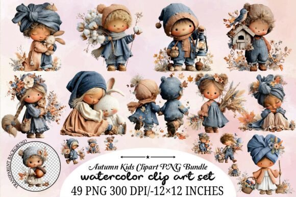 Download Autumn Kids Clipart PNG Bundle - Premium Resources
